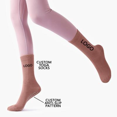 China QUICK DRY High Quality Women's Designer Cotton Crew Tennis Compression Grip Girl's Yoga Pilates Socks Custom Logo Pilates Socks for sale