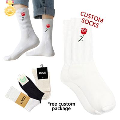 China QUICK DRY High Quality Designer Women's Cotton Crew Tennis Compression Grip Girl's Custom Logo Long Socks for sale