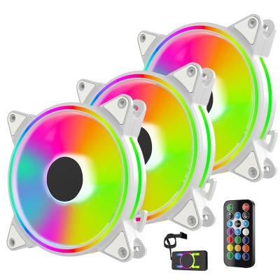 China Computer Case ARGB 6 PIN Dual Ring Computer 120mm RGB Fan With Remote Controller for sale