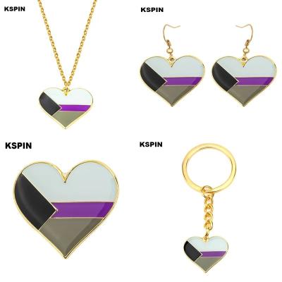 China FASHION Jewelry of Demisexual Pride Earrings Demisexual Pride Necklace Demisexual Pride Key Ring Badge Set for Women Men Lover Gift for sale