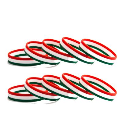 China High Quality Hot Selling Hungary National Flag Stripe Silicone Wristband Eco Friendly For Women Men Sports Wrist Band Bracelet Strap Jewelry for sale