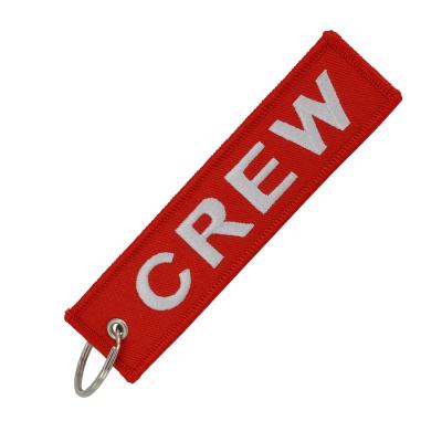 China Hot Sale Embroidered Embroidered Custom Key Flag Aircrew Double Sided Logo Embroidery Keychain For Cloth for sale