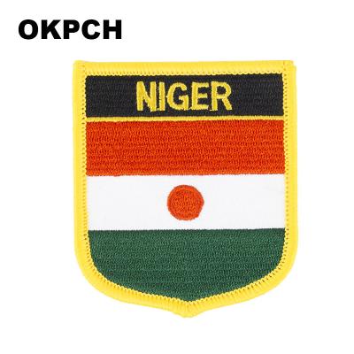 China Niger Flag Patches Viable For Clothing DIY Stripes Iron On Appliques Apparel Stickers Stickers Embroidery Flag Thermo Badges for sale