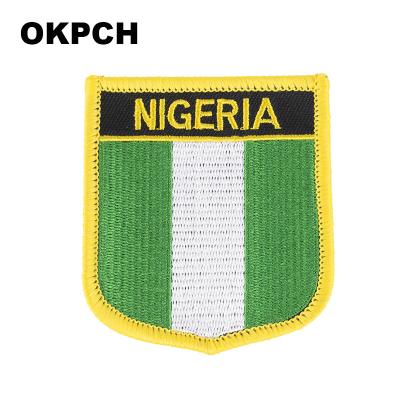 China Viable Nigeria Flag Patches For Clothing DIY Stripes Iron On Appliques Apparel Stickers Stickers Embroidery Flag Thermo Badges for sale