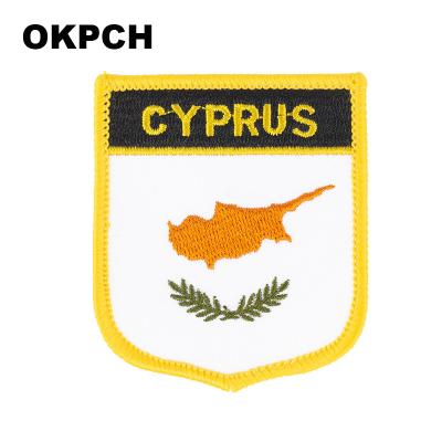 China Viable Cyprus Flag Patches For Clothing DIY Stripes Iron On Appliques Apparel Stickers Thermo Embroidery Flag Badges for sale