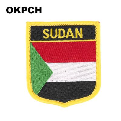 China Viable Sudan Flag Patches For Clothing DIY Stripes Iron On Appliques Apparel Stickers Stickers Embroidery Flag Thermo Badges for sale