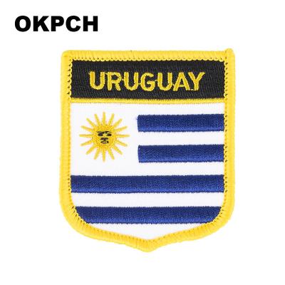 China Viable Uruguay Flag Patches For Clothing DIY Stripes Iron On Appliques Apparel Stickers Stickers Embroidery Flag Thermo Badges for sale