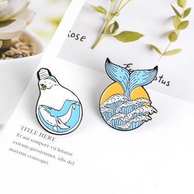 China New Europe Design Metal Badge Whale Lapel Pins Soft Enamel Pin For Bag for sale