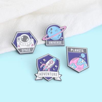 China Europe Space Universe Planet Soft Metal Enamel Pins Badges For Kids for sale