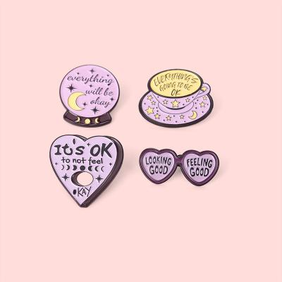 China Europe its ok letters metal enamel pins badges for students for sale