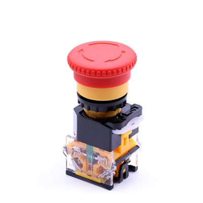 China 40mm Plastic Mushroom Emergency Stop Red Main Turn To Release Push Button Switch for sale