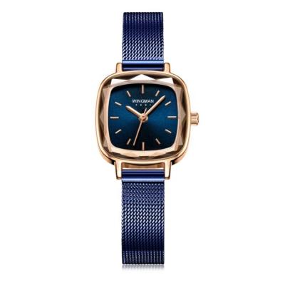 China Fashion Waterproof Square Retro Quartz Mineral Glass Women's Stainless Steel Case Watch for sale