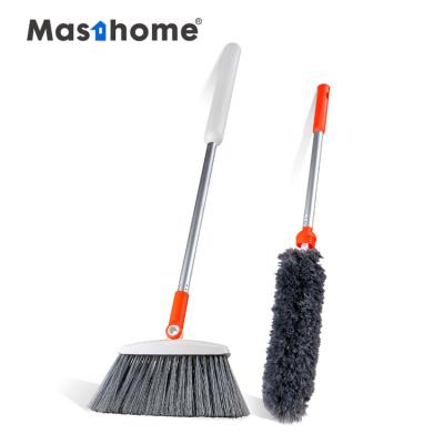 China Masthome Home 2 in 1 Stretch Multi Bend House Cleaning Microfiber Duster with Plastic Broom and Dustpan for Housework for sale