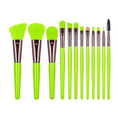 China Angular Blush Iridescent Makeup Brush Set 12 Piece Eyeshadow Concealer Brush Concealer Eyebrow Eye Lash Neon Liners Mix Make Up Brush for sale