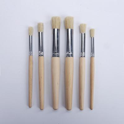 China Promotional 6Pcs Pen Round Various Natural White Hair Pig Size Stencil Set Brush Art Craft Paint Brush for sale