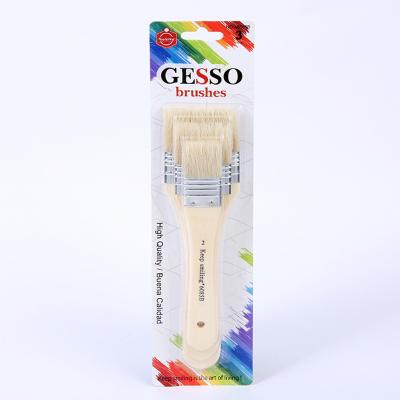 China 3Pcs Promotional Pen Stencil Brush Brush Bristle Gauge Natural Wooden Paint Brushes Large DIY Painting Tool With Blister Card Packing for sale