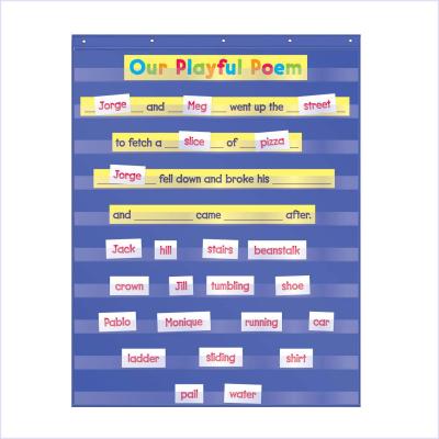 China Standard Classroom Pocket Chart Heavy Duty Wall Hanging Charts With Hooks For Verdict Strips Letter Cards for sale