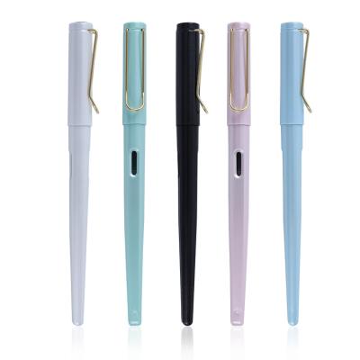 China New Smallest Promotion Pen Korea Stationery Color Slim Clip End Light Calligraphy Plastic Hot Selling Plastic Fountain Pen for sale