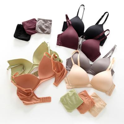 China Breathable Hot Selling Bra Brief Sets Custom Seamless Color Lingerie Women Underwear Bra Panty Set Two Piece Sexy Soild for sale