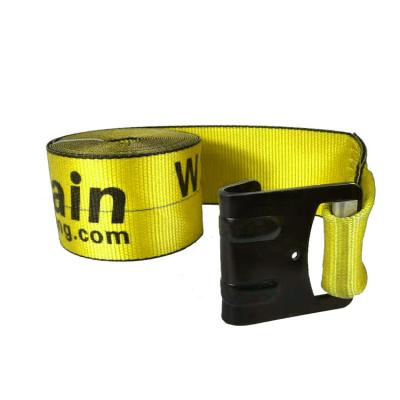 China 100% Polyester High Tenacity Yarn Webbing Webbing 5400lbs 100mm Flatbed Polyester Winch Strap American-Standard Industrial Yellow 4inch Cargo Straps With Flat Hook for sale