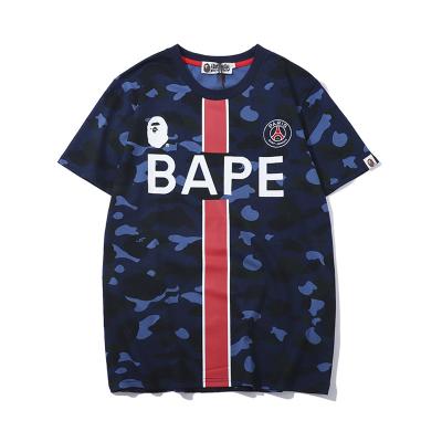 China High Quality Anti-wrinkle Unisex Casual T-shirt Bape Colorful Camouflage Monkey Printing Loose Round Neck Tee Shirt for sale