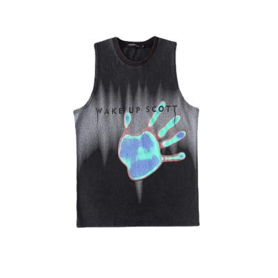 China New arrival fashion hip hop men and women cotton summer printing vest anti-pilling shirt for sale