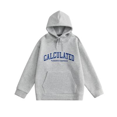 China Wholesale high quality men's hoodies anti-pilling custom waffle cotton fabric logo white casual hoodie for sale