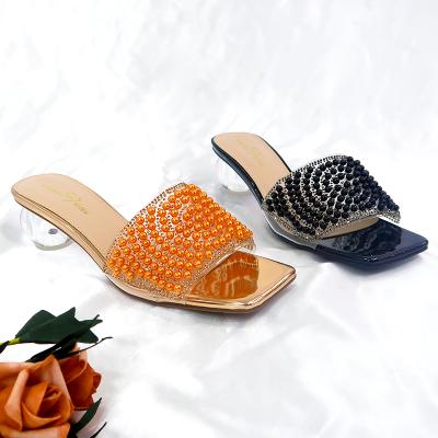 China 2021 Fashion Trend New Fashion Trend Low Heel Transparent Slip On Slipper Sandals For Women And Ladies for sale