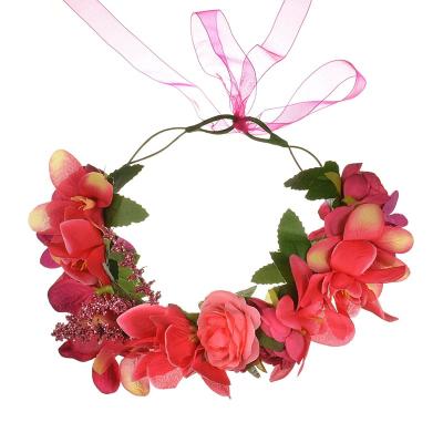 China 70% polyester+20%plastic+10%metal Sitoy Europe and the United States beach new best beautiful rose flower headband garland wholesale for sale