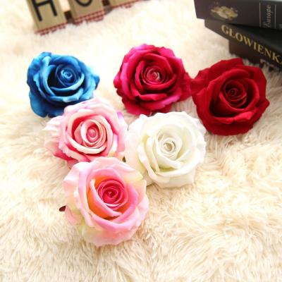 China 70%polyester+20%plastic+10%metal flower wall velvet rose flower head artificial flower foreign trade decoration home wedding for sale