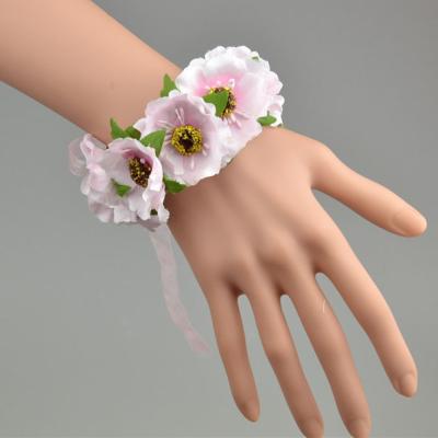 China Natural Touch Top Selling Flower Wrist Corsage Popular Bridesmaid Decoration Happy Wedding Wrist Flower for sale