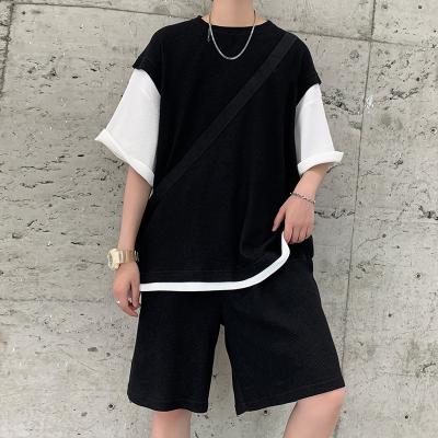 China Anti-Wrinkle Summer Sports Suit For Men's Tracksuits 2PCS Sleeve T-Shirt+Shorts Football Tennis Court Singlet Set Men Running Training Clothes for sale