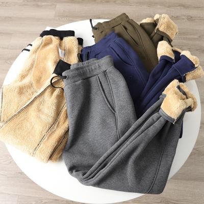 China Anti-Wrinkle Cotton Solid Color Side Pocket Zipper Jogger Sweatpants Shears Logo Autumn Winter Casual Formal Trousers Custom Made Thickened for sale