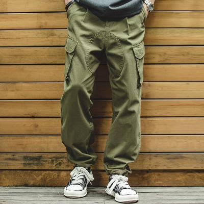 China Custom Wholesale Quality Mens 100% Breathable Cotton Khaki Cargo Pants 300g Heavy Pocket Big Vintage Slimming Soft Pants for sale