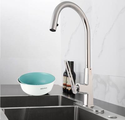 China 2021 New Design SUS 304 Stainless Steel Modern Single Lever Slim Kitchen Mixer Sink Faucets Pull Out Faucets for sale