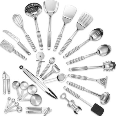 China Sustainable Premium Best Selling 29 Piece Stainless Steel Kitchen Utensils Set Kitchen Tools Accessories Cooking Set Custom Design for sale