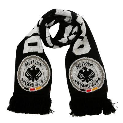 China High quality comfortable soft double side neck fan custom knitted football knitted blue football scarves and custom hat soccer football scarf for sale