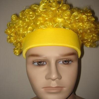 China Polyester Yellow Wig Hair Crazy Promotion For Football Team Sports Fan for sale