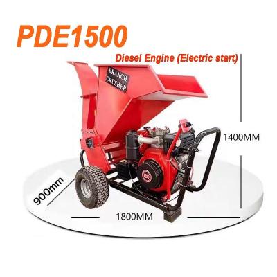 China Factory PGS1500 15HP Diesel Engine / Gasoline Engine Garden Balance House Use Wood Chipper Machine for sale