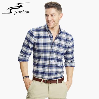 China Custom Plaid Cotton Mens Casual Dress Shirts Slim Fit Design OEM / ODM for sale