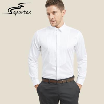 China Elegant Mens White Formal Shirt , Mens Office Shirts Quick Dry Cotton Poplin Fabric for sale