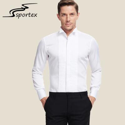 China Diseño teñido llano formal blanco para hombre de la camisa del ajustado del color sólido modificado para requisitos particulares en venta