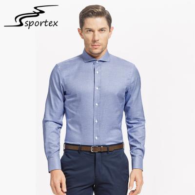 China OEM High End Mens Slim Fit Formal Shirts , Mens Evening Shirts Yarn Dyed for sale