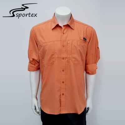 China Plus Size Fishing Casual Outdoor Clothing Fast Drying Shirts Orange Color for sale