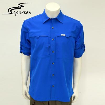 China Adjustable Sleeve Polyester Fishing Shirts , Walking Shirts Mens Sportswear for sale