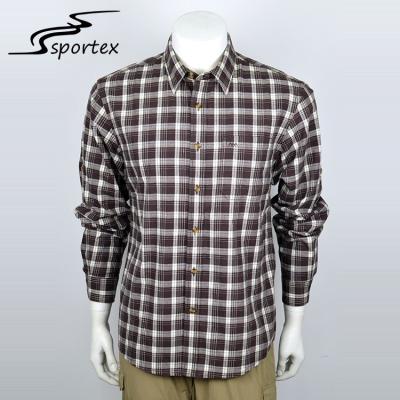 China Custom Logo Mens Woven Casual Shirts Long Sleeve Design 100% Cotton Materials for sale