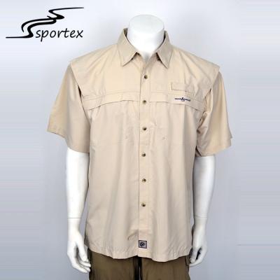 China Plain Dyed Mens Cotton Short Sleeve Shirts Custom Color Loose Camping Shirts for sale