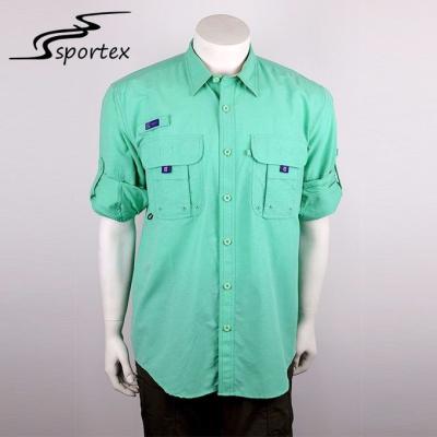 China Roll Up Sleeve Casual Custom Outdoor Shirts Green Color For Adults Age Group for sale