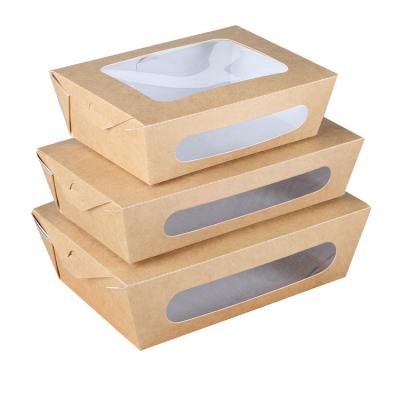 China Custom Logo Disposable Salad Packaging Box Disposable Paper Lunch Box Packaging Paper Lunch Box for sale