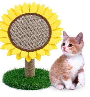 China Pet Supplies Sisal Sunflower Cat Scratch Table Cat Claw Toy Cat Scratch Round Stocked Board for sale